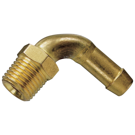 90° Brass Elbows, Air-Pro - BSPT Male x Metric Hose Tail, Single Barb