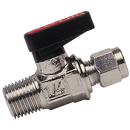 Gas Mini Ball Valves, Brass, Aignep - Type 6350, Male, BSPT x Tube