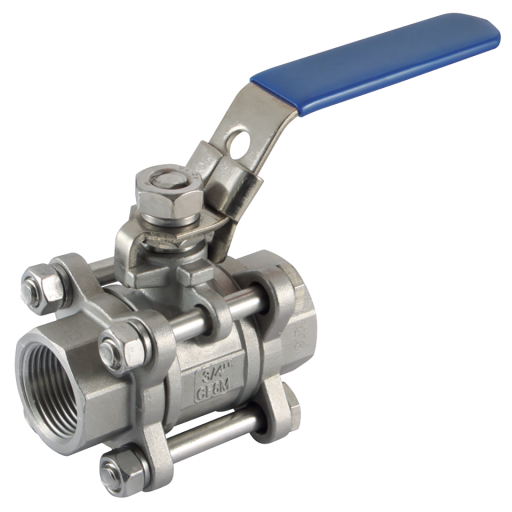 316 Stainless Steel Ball Valves, Haitima - 3 Piece, Full Bore, Female, BSPP, Lockable Handle