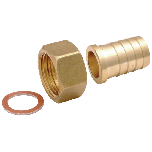 Brass Swivel Nut x Hose Tail, Air-Pro - BSPP Female x Hose Tail, Flat Faced Seat with Washer