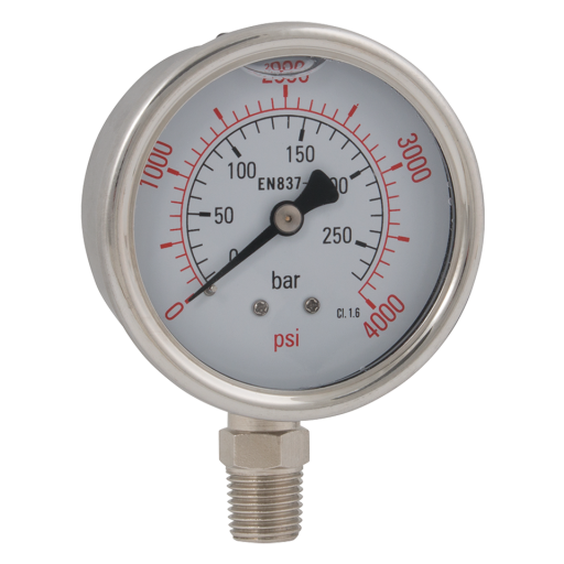 Bottom Connection Pressure Gauges, Hy-fitt - 1/4" BSPT, Stainless Steel Case