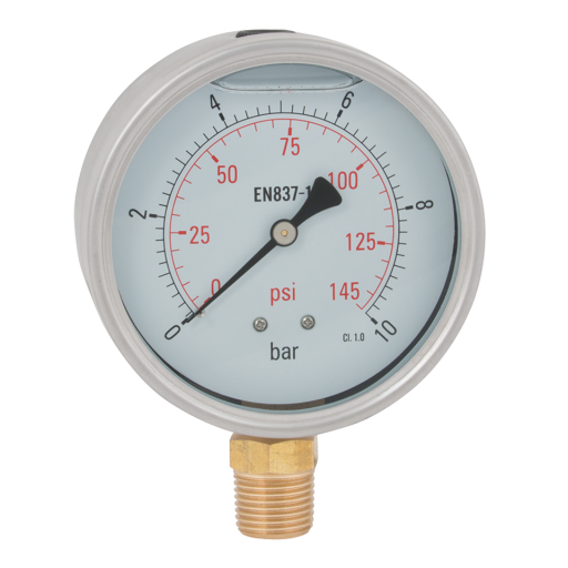 Bottom Connection Pressure Gauges, Hy-fitt - 1/2" BSPT, Stainless Steel Case, Heavy Duty