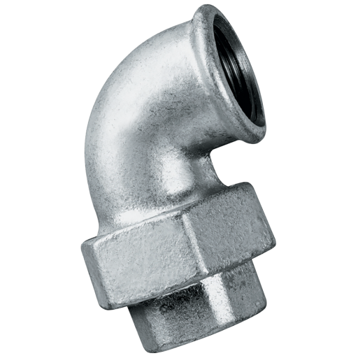 Equal 90° Union Elbows Taper Seat, Fig. 96, FTM - Galvanised