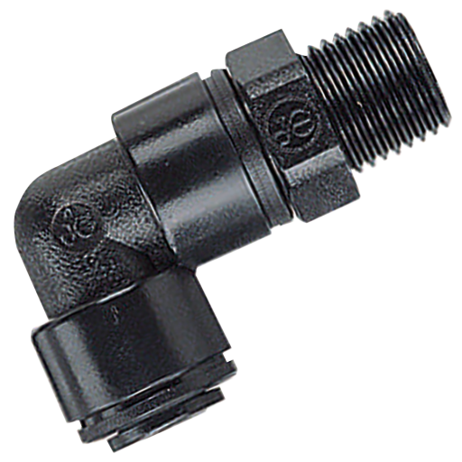 90° Male Stud Swivel Elbows, John Guest - BSPT Male x Tube