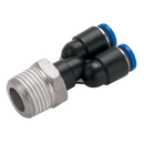 Male Stud Branch Swivel Y's, KELM - BSPT & Metric Male x Tube