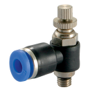 90° Manual Flow Controllers, KELM - BSPT & Metric Male x Tube, Uni-Directional to suit Cylinders