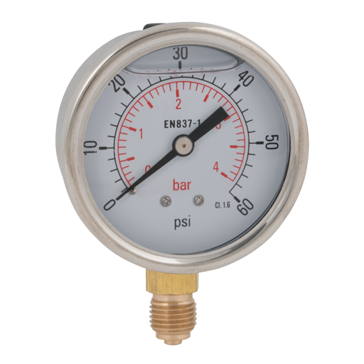 Bottom Connection Pressure Gauges, Hy-fitt - 1/4" BSPP, Stainless Steel Case