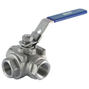 Stainless Steel Lockable Ball Valves, Haitima - 3 Way, T Port, Reduced Bore, Female, BSPP