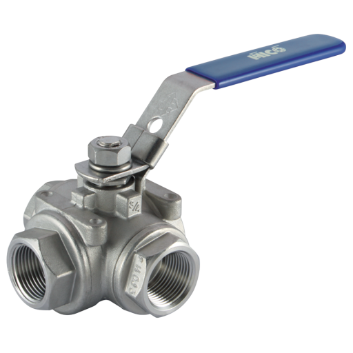 Stainless Steel Lockable Ball Valves, Haitima - 3 Way, T Port, Reduced Bore, Female, BSPP