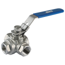 Stainless Steel Lockable Ball Valves, Haitima - 3 Way, L Port, Reduced Bore, Female, BSPP