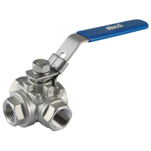 Stainless Steel Lockable Ball Valves, Haitima - 3 Way, L Port, Reduced Bore, Female, BSPP