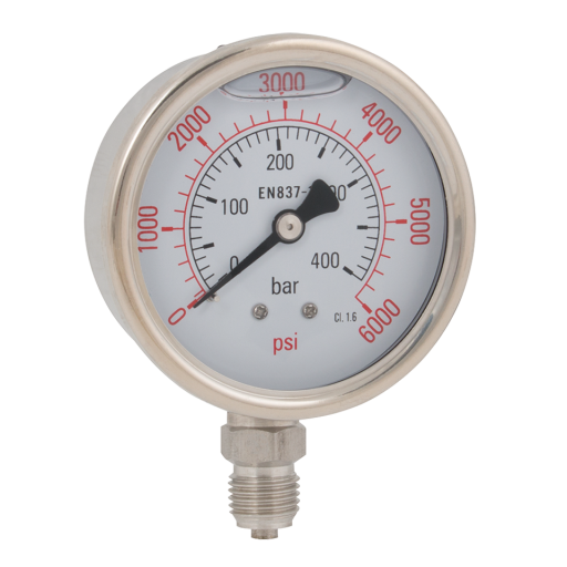 Bottom Connection Pressure Gauges, Hy-fitt - 1/4" BSPP, All Stainless Steel