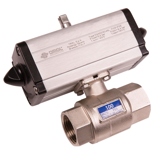 Brass Ball Valves, 2 Way Pneumatic Actuation, Low Pressure, Omal - Double Acting, BSPP