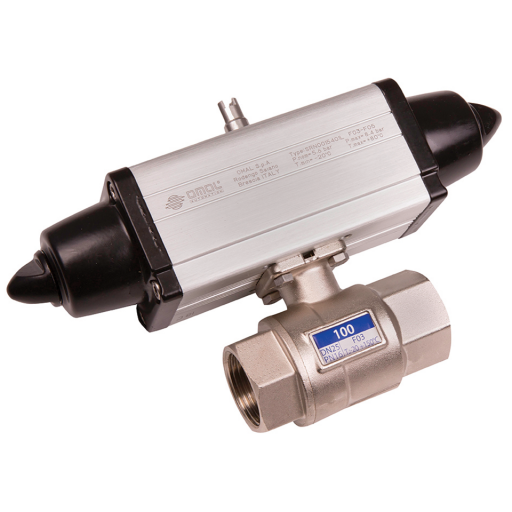 Brass Ball Valves, 2 Way Pneumatic Actuation, Low Pressure, Omal - Single Acting, BSPP