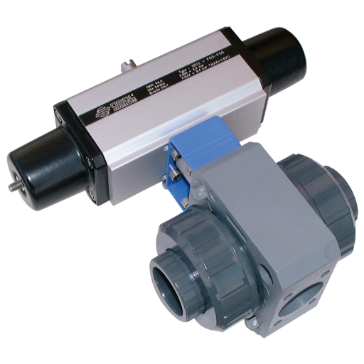 PVC Ball Valves, Pneumatic Actuation, Omal - Single Acting, DN