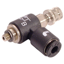 Miniature 90° Flow Controllers, Parker Legris - Uni-Directional to suit Valves, BSPP & Metric Male x Tube