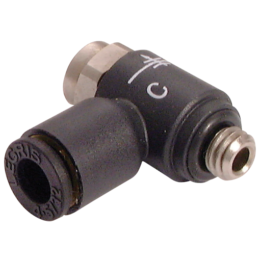 Compact 90° Manual Flow Controllers with Recessed Adjustment Screw, Parker Legris - Bi-Directional, Metric Male x Tube