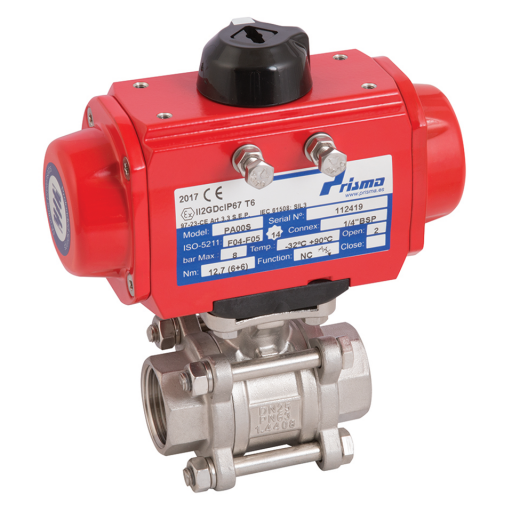 Pneumatic Actuated Stainless Steel Ball Valves, Prisma - Double Acting Actuation, BSPP