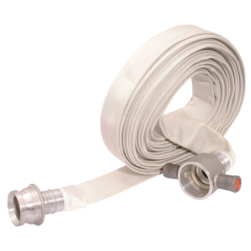 Ribblelite Plain Fire Hose, Jaymac - White Uncoated Hose with Couplings