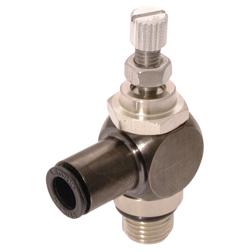 Miniature 90° Flow Controllers, Parker Legris - Uni-Directional to suit Cylinders, BSPP & Metric Male x Tube