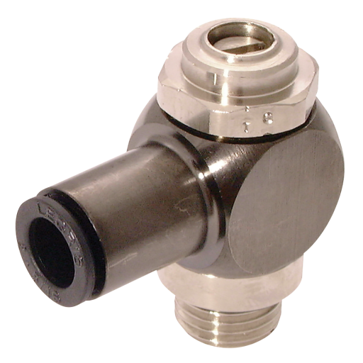 90° Manual Flow Controllers with Recessed Adjustment Screw, Parker Legris - Uni-Directional to suit Cylinders, BSPP & Metric Male x Tube