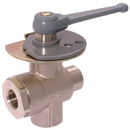 Lockable Ball Valves, Parker Legris - Female 3 Way with Sand Blasted Nickel Plated Body, BSPP