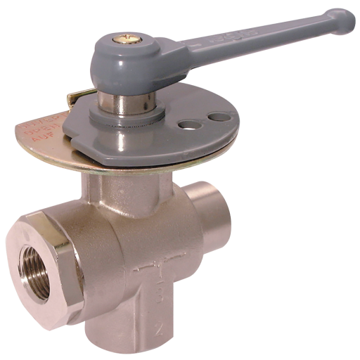 Lockable Ball Valves, Parker Legris - Female 3 Way with Sand Blasted Nickel Plated Body, BSPP