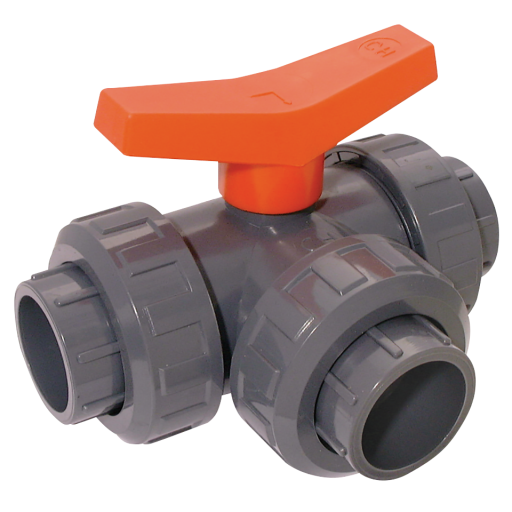 UPVC 3 Way Ball Valves, Comer - Tube x Tube L Ported, Industrial