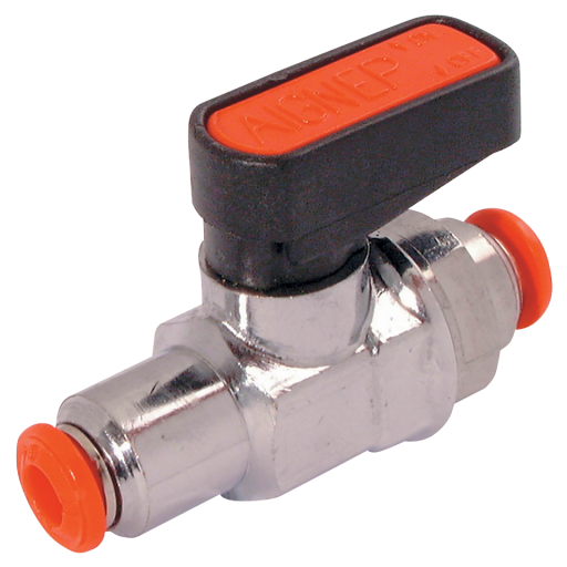 Mini Ball Valves, Brass, Aignep - Type 6560, Push-in x Push-in