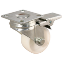 LSV Series Swivel Plate Fitting Castors - White Polypropylene Tyre, with Brake