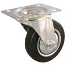LSV Series Swivel Plate Fitting Castors - Black Rubber Tyre, No Brake
