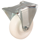 LFV Series Fixed Plate Fitting Castors - White Polypropylene Tyre