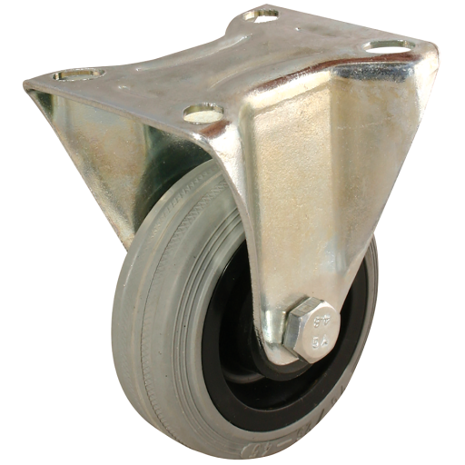 LFV Series Fixed Plate Fitting Castors - Grey Rubber Tyre