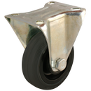 LFV Series Fixed Plate Fitting Castors - Black Rubber Tyre