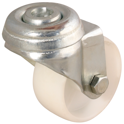 LSV Series Swivel Bolt Hole Fitting Castors - White Polypropylene Tyre, No Brake