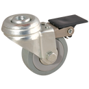 LSV Series Swivel Bolt Hole Fitting Castors - Grey Rubber Tyre, with Brake