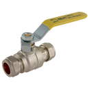 Compression Ball Valves, Brass, Lever Handles, Centreglow - Pro-Comp - Yellow Lever