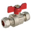 Compression Ball Valves, Brass, Butterfly Handles, Centreglow - Pro-Comp - Red Butterfly