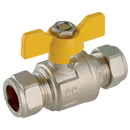Compression Ball Valves, Brass, Butterfly Handles, Centreglow - Pro-Comp - Yellow Butterfly