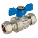 Compression Ball Valves, Brass, Butterfly Handles, Centreglow - Pro-Comp - Blue Butterfly