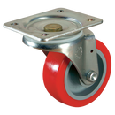22 Series Swivel Plate Fitting Castors - Polyurethane Tyre with Bearing, No Brake