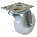 22 Series Swivel Plate Fitting Castors - Nylon Tyre with Bearing, No Brake