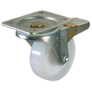 22 Series Swivel Plate Fitting Castors - Nylon Tyre with Bearing, with Total Stop Brake
