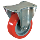 22 Series Fixed Plate Fitting Castors - Polyurethane Tyre