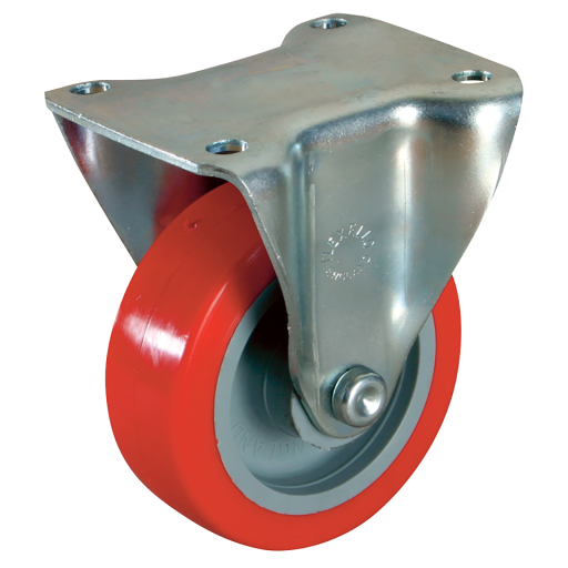 22 Series Fixed Plate Fitting Castors - Polyurethane Tyre