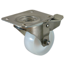 Stainless Steel Swivel Plate Fitting Castors - Nylon Tyre with Total Stop Brake