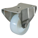 Stainless Steel Fixed Plate Fitting Castors - Nylon Tyre