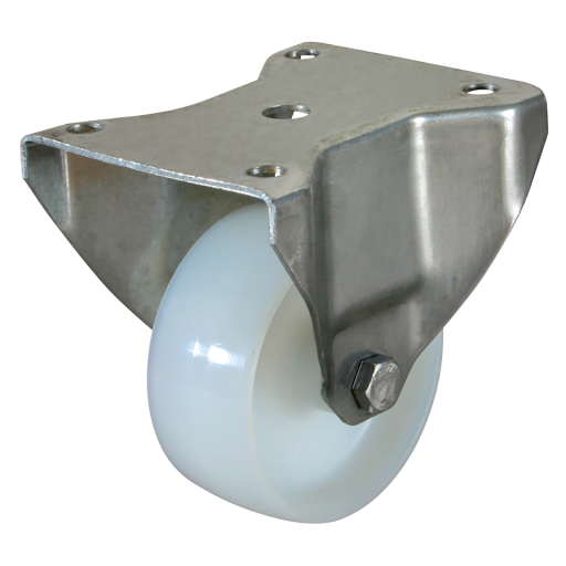 Stainless Steel Fixed Plate Fitting Castors - Nylon Tyre