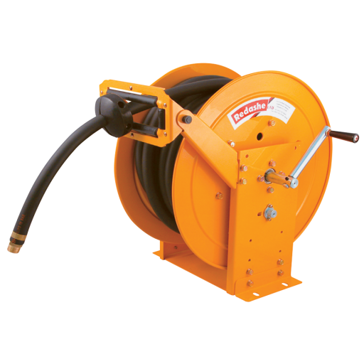 High Capacity, High Visibility Rewind Hose Reels, Redashe - Manual Rewind, Air, Oil, Water and Diesel