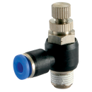 90° Manual Flow Controllers, KELM - NPT Male x Tube, Uni-Directional to suit Cylinders